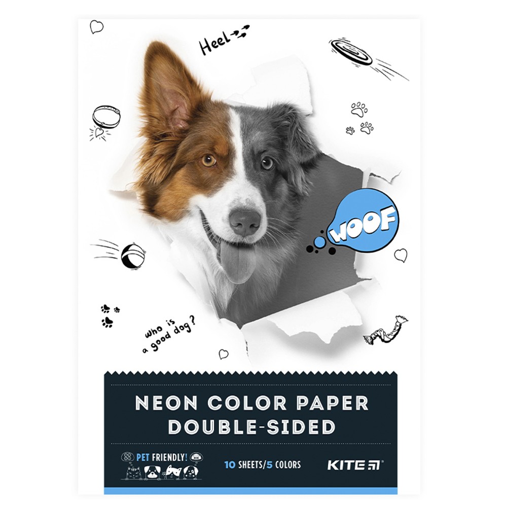 Комплект кольорового неонового паперу Kite Dogs A4 2 шт K22 - 252_2pcs